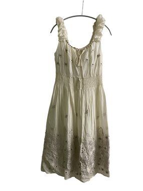 Sundance Cream Lightweight Gauze Dress with Tie Detail